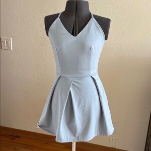 Light Blue Halter Mini Dress